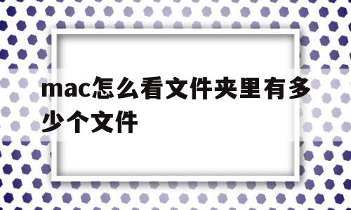 mac怎么看文件夹里有多少个文件(macbookpro怎么查看文件夹中文件数量)