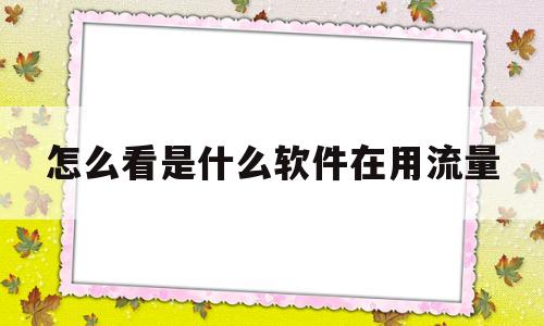 怎么看是什么软件在用流量(怎么查看手机什么应用在用流量)