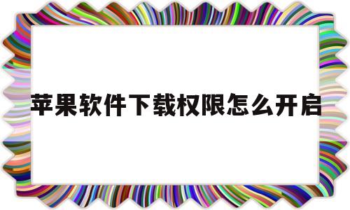 苹果软件下载权限怎么开启(苹果软件下载权限怎么开启的)