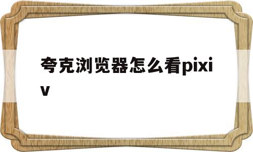 夸克浏览器怎么看pixiv(夸克浏览器怎么看百度网盘倍速)