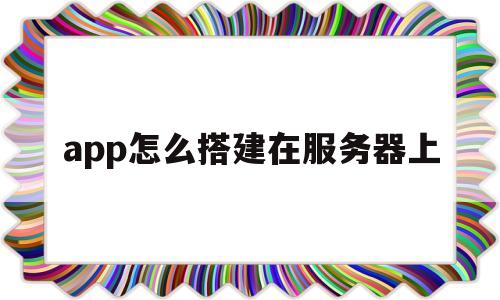 app怎么搭建在服务器上(app怎么搭建在服务器上运行)