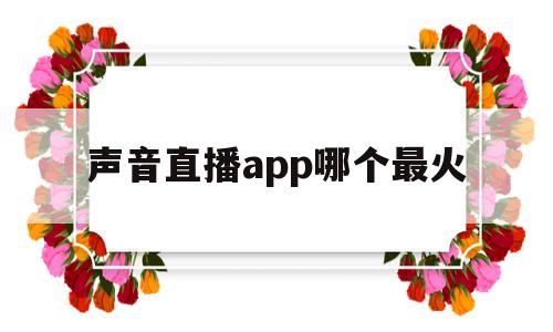 声音直播app哪个最火(声音直播的软件平台有哪些)