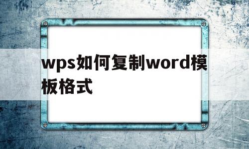 wps如何复制word模板格式(wps office怎么复制模板)