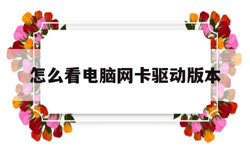 怎么看电脑网卡驱动版本(怎么看电脑的网卡驱动型号)