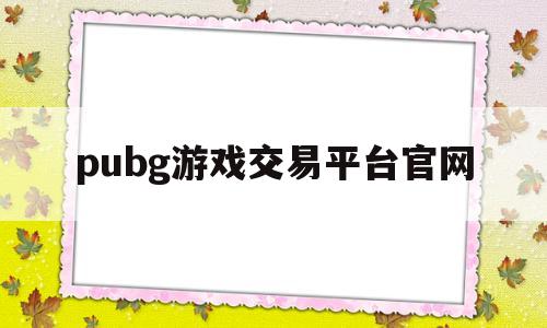 pubg游戏交易平台官网(pubgmobile交易平台)