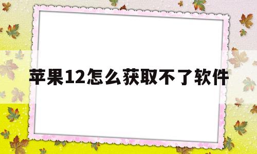 苹果12怎么获取不了软件(苹果12怎么获取不了软件权限)