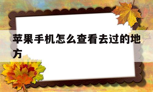 苹果手机怎么查看去过的地方(苹果手机怎么查看去过的地方怎么删除)