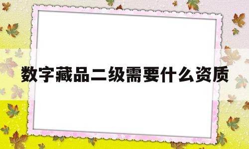 数字藏品二级需要什么资质(数字藏品二级需要什么资质才能做)