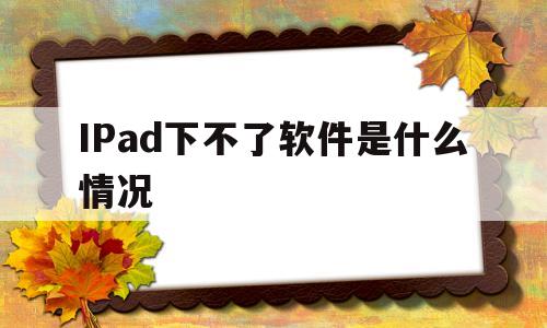IPad下不了软件是什么情况(为什么ipad下不了软件怎么办)