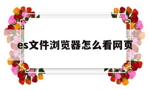 es文件浏览器怎么看网页(es文件浏览器怎么查看根目录)