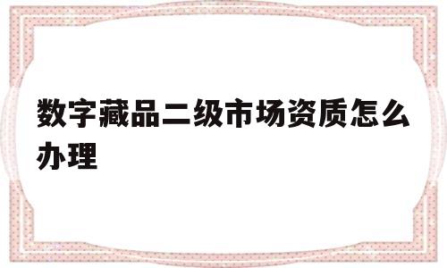 数字藏品二级市场资质怎么办理(数字藏品二级市场资质怎么办理的)
