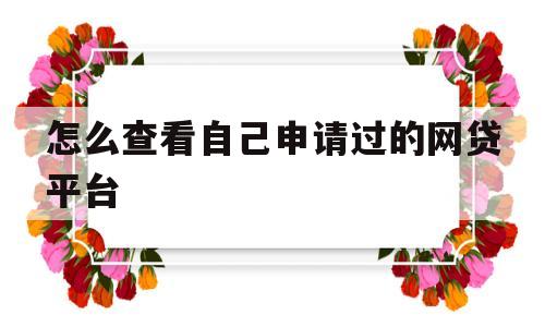 怎么查看自己申请过的网贷平台(怎么查看自己申请过的网贷平台记录)