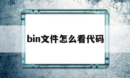 bin文件怎么看代码(bin文件查看器app下载)