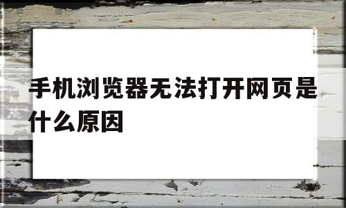 手机浏览器无法打开网页是什么原因(手机浏览器无法打开网页是什么原因引起的)