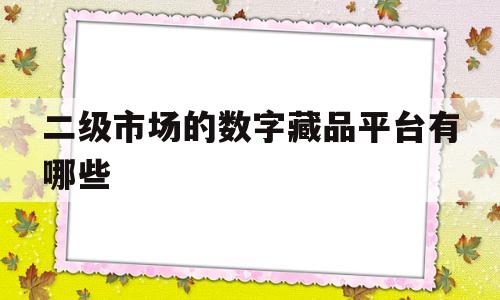 二级市场的数字藏品平台有哪些(二级市场的数字藏品平台有哪些品牌)