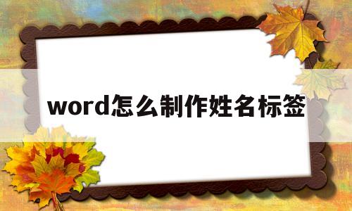 word怎么制作姓名标签(word怎么制作姓名标签贴纸)