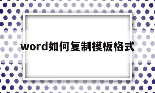 word如何复制模板格式(word如何复制模板格式不变)