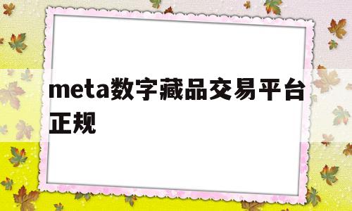 meta数字藏品交易平台正规的简单介绍