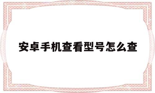 安卓手机查看型号怎么查(安卓手机怎样查看手机型号)