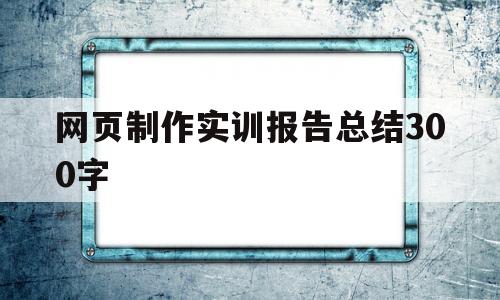 网页制作实训报告总结300字(网页制作实训报告总结1000字)