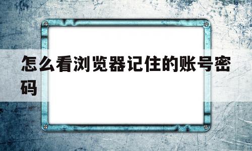 怎么看浏览器记住的账号密码(怎么看到浏览器记住的密码)