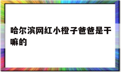 哈尔滨网红小橙子爸爸是干嘛的(哈尔滨网红小橙子爸爸是干嘛的呀)