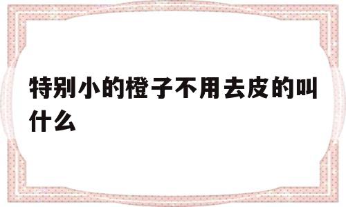 特别小的橙子不用去皮的叫什么(特别小的橙子不用去皮的叫什么名字)