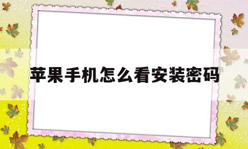 苹果手机怎么看安装密码(苹果手机安装密码是什么密码)