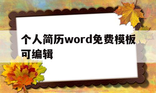 个人简历word免费模板可编辑(个人简历word免费模板可编辑百度网盘)