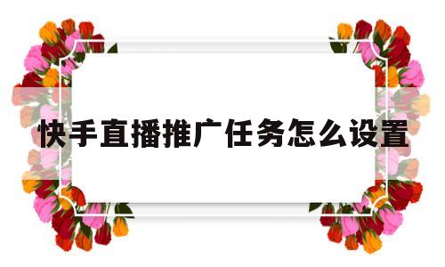 快手直播推广任务怎么设置(快手直播赚钱推广任务怎么设置)