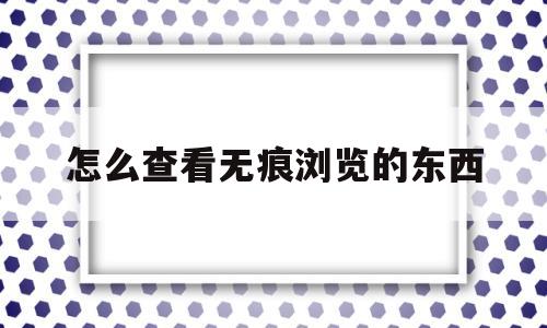 怎么查看无痕浏览的东西(怎么查看无痕浏览的东西信息)