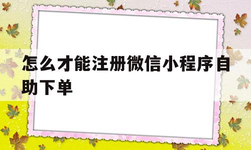 怎么才能注册微信小程序自助下单(怎么才能注册微信小程序自助下单呢)