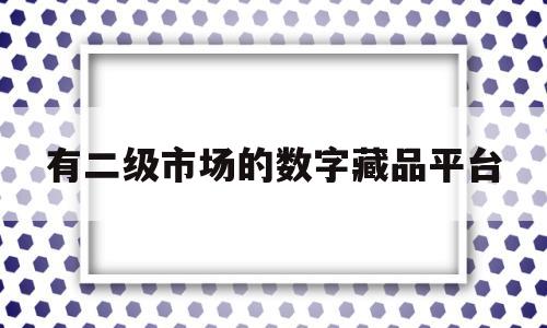 有二级市场的数字藏品平台(有二级市场的数字藏品平台吗)