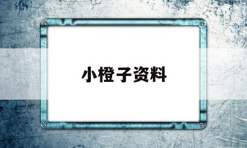小橙子资料(橙子的简介资料)