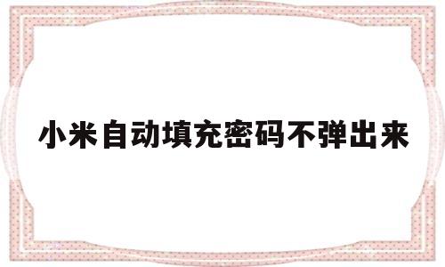小米自动填充密码不弹出来(小米自动填充密码保存在账号里吗)