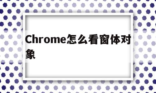 Chrome怎么看窗体对象的简单介绍