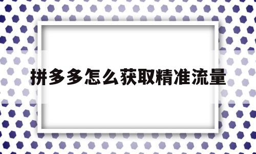 拼多多怎么获取精准流量(拼多多怎么获取精准流量包)