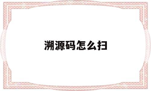 溯源码怎么扫(溯源码用什么软件扫)