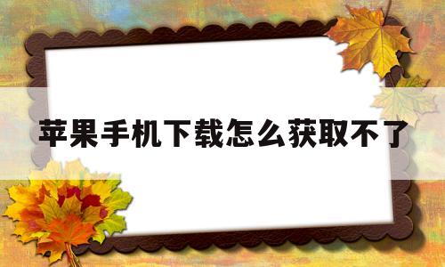 苹果手机下载怎么获取不了(苹果手机下载为什么获取不了)