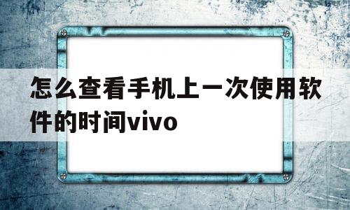 关于怎么查看手机上一次使用软件的时间vivo的信息