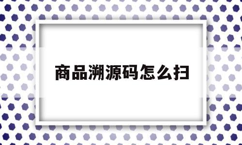 商品溯源码怎么扫(商品溯源码怎么扫出来)