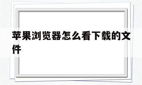 苹果浏览器怎么看下载的文件(怎么看苹果浏览器下载的文件记录)