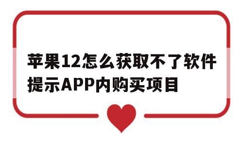 苹果12怎么获取不了软件提示APP内购买项目(为什么新买的苹果12很多app下不了,显示app内购买)