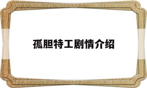孤胆特工剧情介绍(孤胆特工 百度百科)