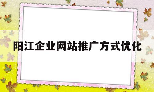 阳江企业网站推广方式优化(企业网站的推广方式和手段有哪些)