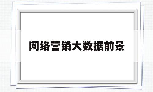 网络营销大数据前景(大数据下网络营销的发展论文)