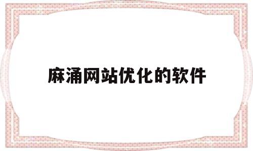麻涌网站优化的软件的简单介绍