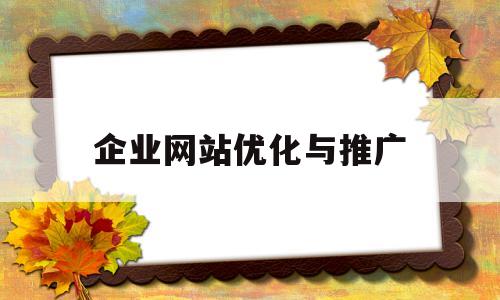 企业网站优化与推广(企业网站优化推广教程)