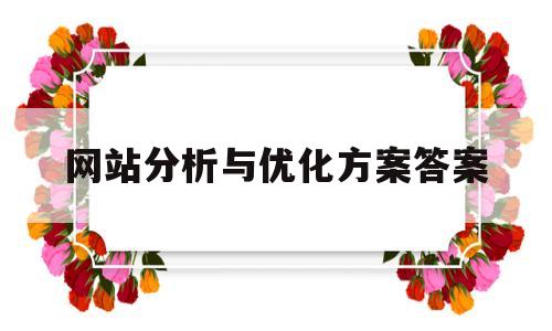 网站分析与优化方案答案(网站分析与优化方案答案怎么写)