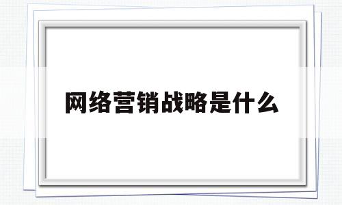 网络营销战略是什么(你认为网络营销战略是什么)
